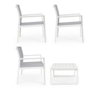 Set Tavolo e 3 Sedie da Giardino in Alluminio Kallen Bianco