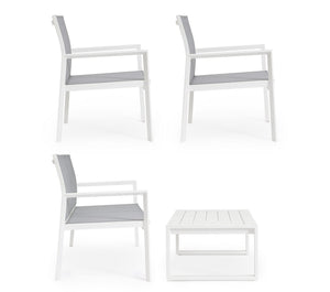 Set Tavolo e 3 Sedie da Giardino in Alluminio Kallen Bianco