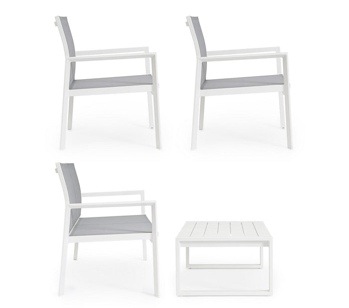 Set Tavolo e 3 Sedie da Giardino in Alluminio Kallen Bianco