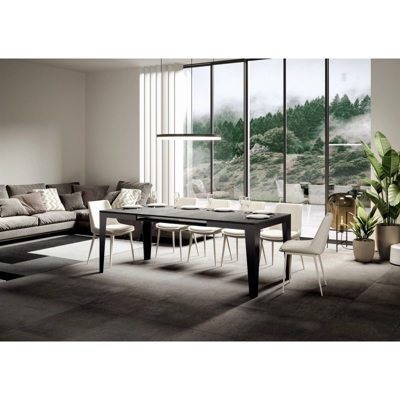 Tavolo allungabile 90x120/224 cm Flame Evolution telaio Antracite - Cemento