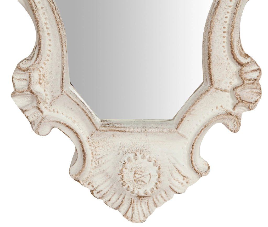 Biscottini Specchiera da parete in legno finitura bianco anticato L25xPR2,5xH40 cm Made in Italy