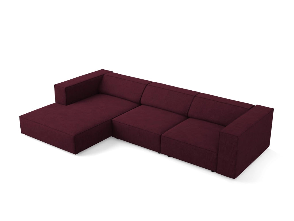 Cosmopolitan Design - Divano angolare sinistro "Arendal" 4 posti in ciniglia con effetto a coste rubino 