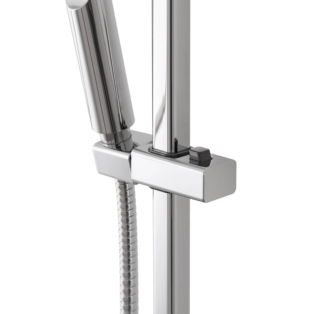 Saliscendi doccia quadrato 70 cm regolabile con doccetta slim in ABS cromo Hidra