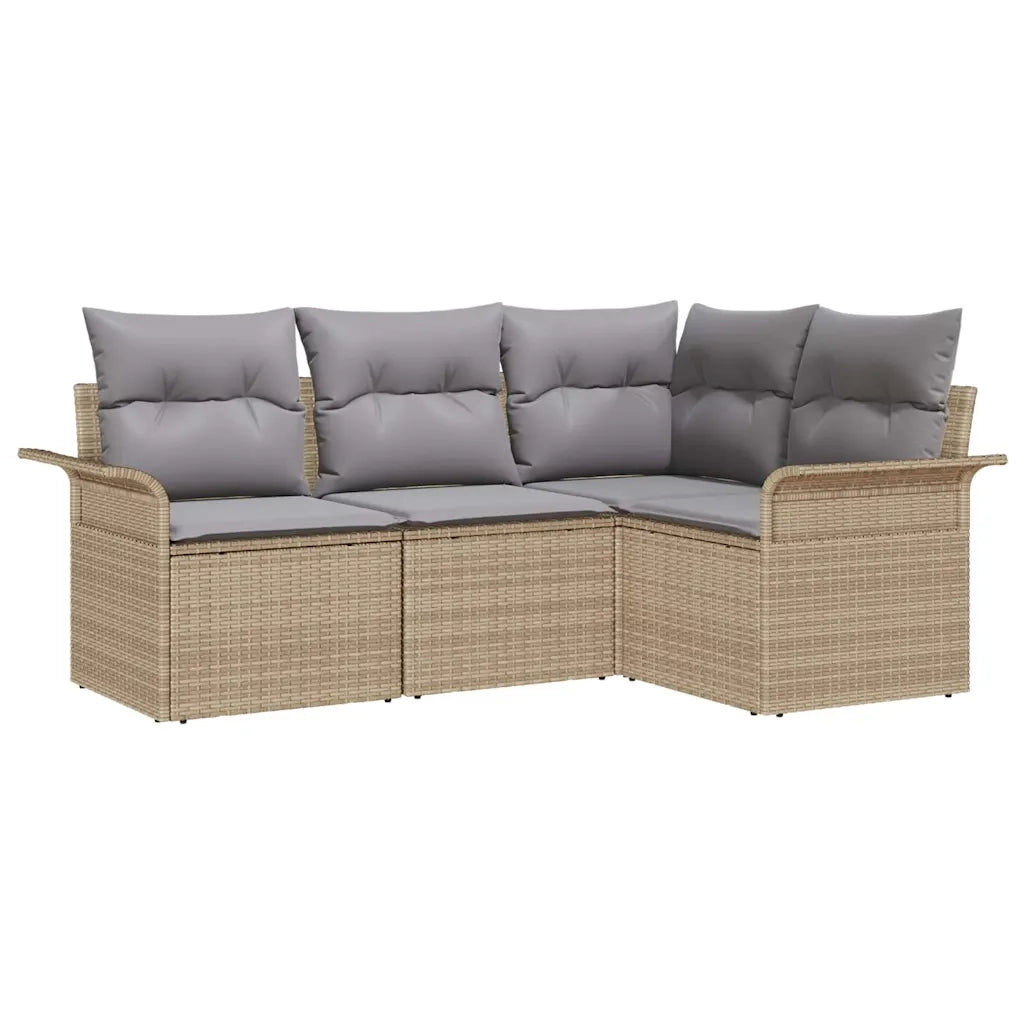 Set Divano da Giardino con archiviazione 4 pcs Beige polyrattan 3354009