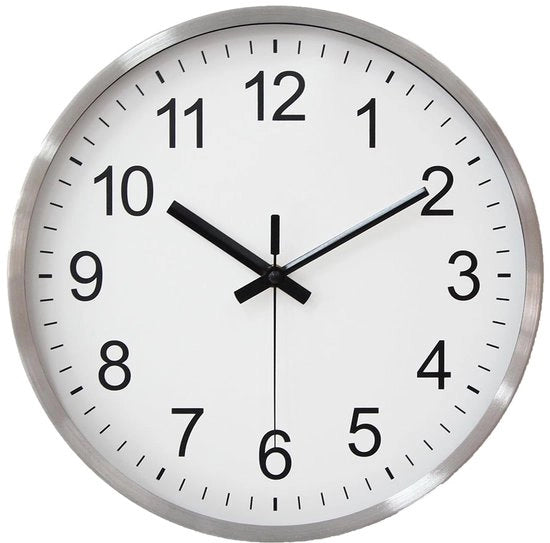 HZDHCLH 30cm orologio digitale per parete, radio controllato, grande, per soggiorno, cucina (argentato bianco)