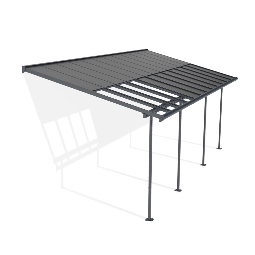 Canopia Sierra Cabrio Pergola Addossata in Alluminio 3X7.4 m Struttura grigia / Pannelli grigio opaco