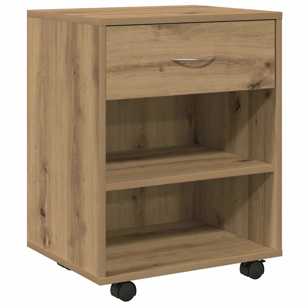 Armadietto con Ruote Rovere Artigianale 46x36x59 cm Truciolato 856661