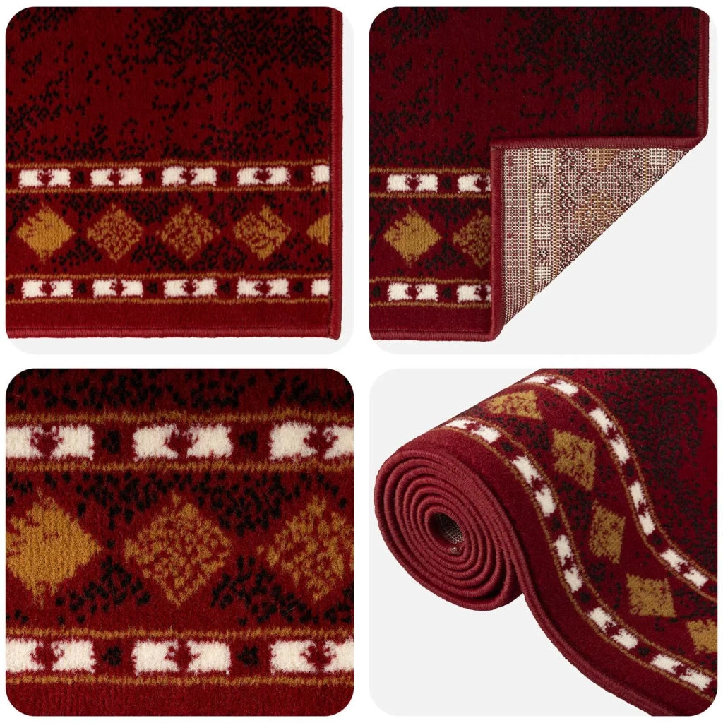 Tappeto Runner FLORNES Tessuto Rosso 67 x 250 cm PP 7 mm 42057235