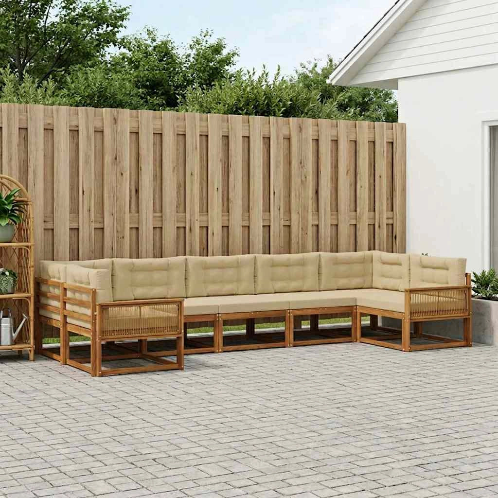 Set di divani da esterno 7 pz Naturale e Beige 3382871