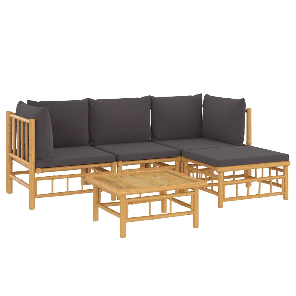 Set Salotto da Giardino 5pz con Cuscini Grigio Scuro BambÃ¹cod mxl 76307