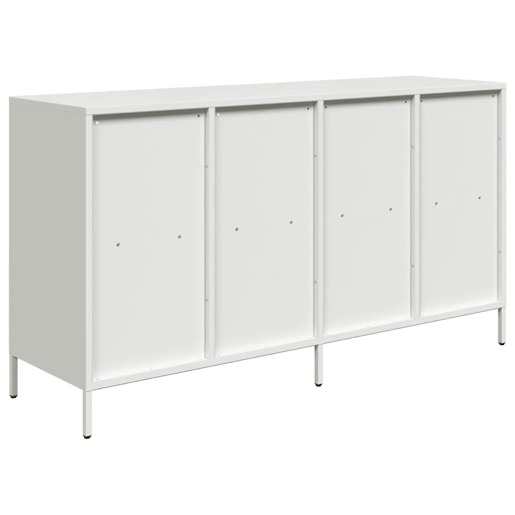 Credenza Bianca 135x39x73,5 cm in Acciaio Laminato a Freddo