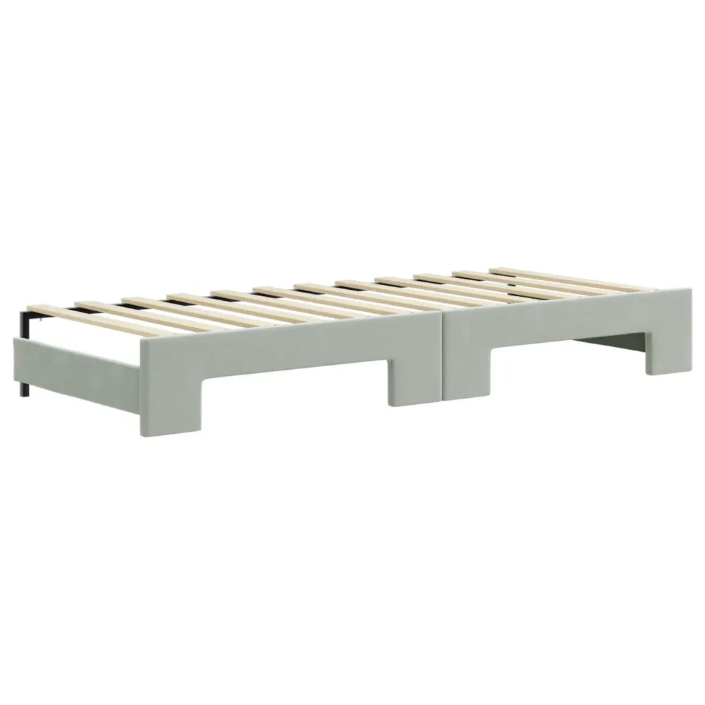 Divano Letto Estraibile Cassetti-Sofa Letto-Daybed Grigio Chiaro 80x200cm Velluto 295929