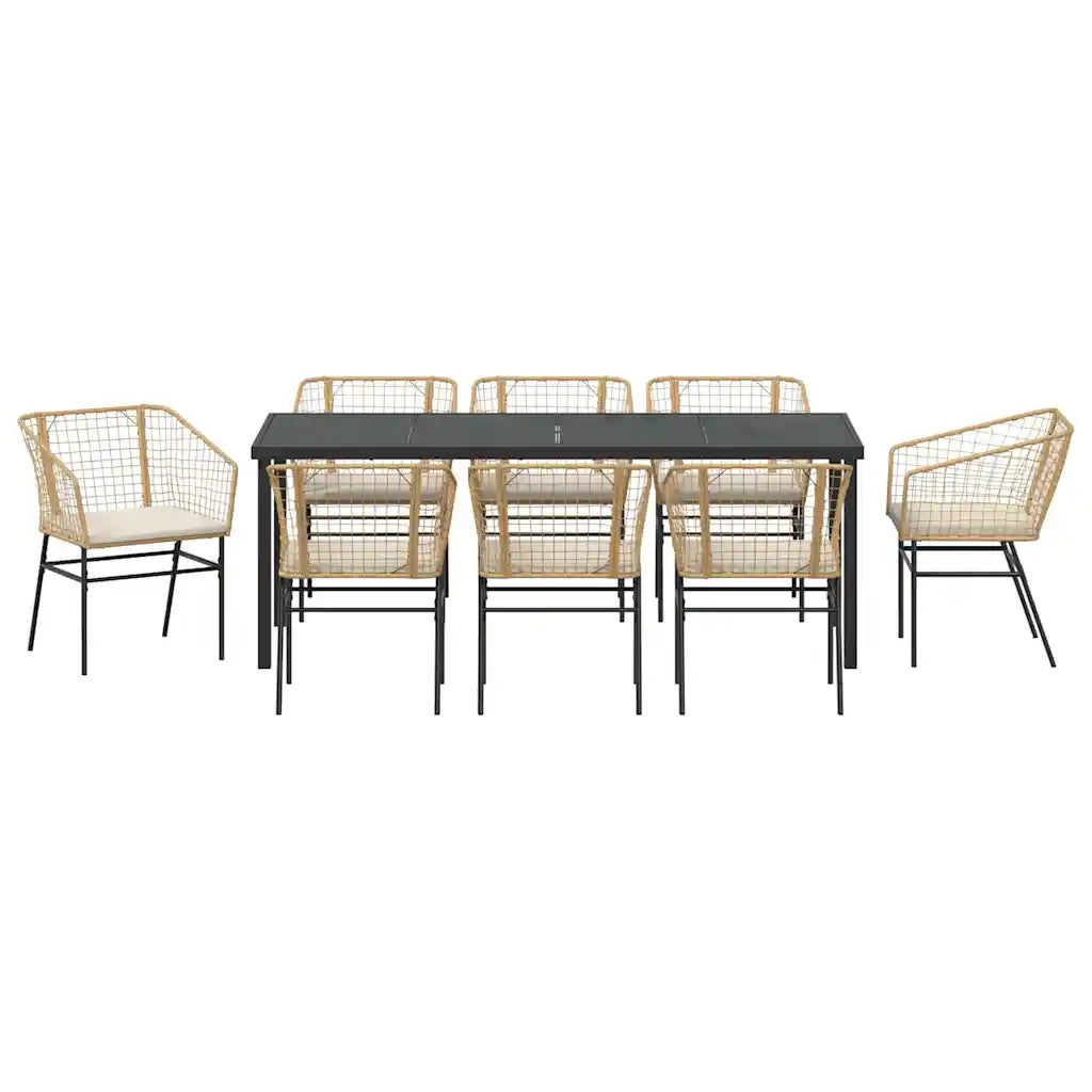 Set da Pranzo per Giardino 9 pcs Marrone polyrattan 3380917