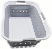 Cestino di Lavanderia Pieghevole - Contenitore di Stoccaggio/ Organizzatore di Piegamento - Lavello Portatile - Cestino Salvapazio (42L, 1 Bianco/Grigio)