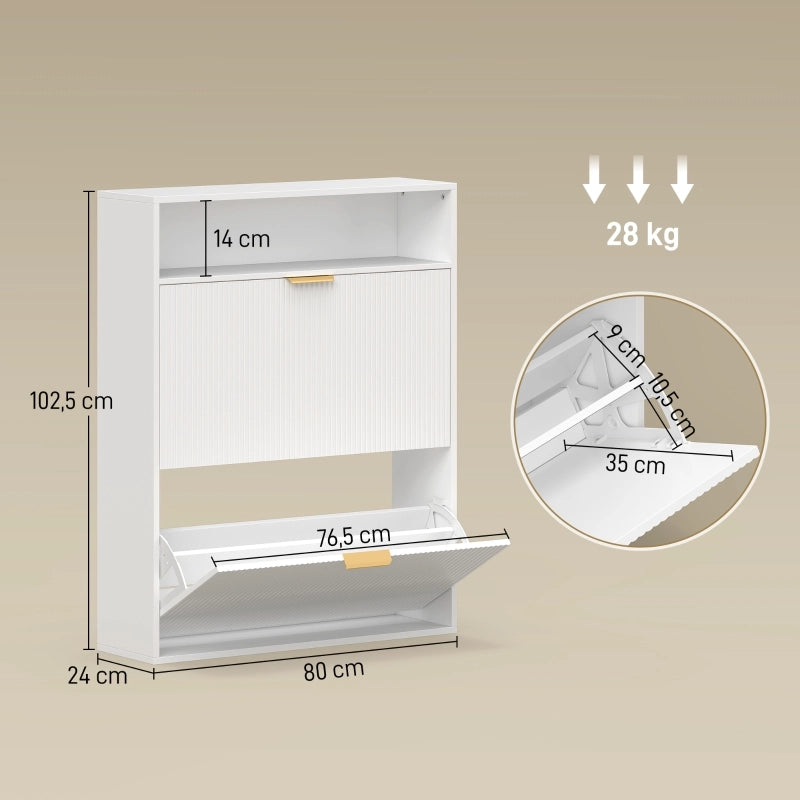 SCARPIERA Salvaspazio 80x24x102,5 cm Bianca in legno