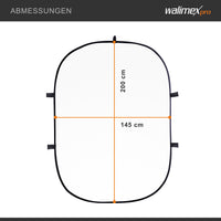 Sfondo pieghevole 2 in 1 nero/bianco 150 x 200 cm, robusto fondale fotografico con cornice stabile, per studio fotografico con borsa di trasporto