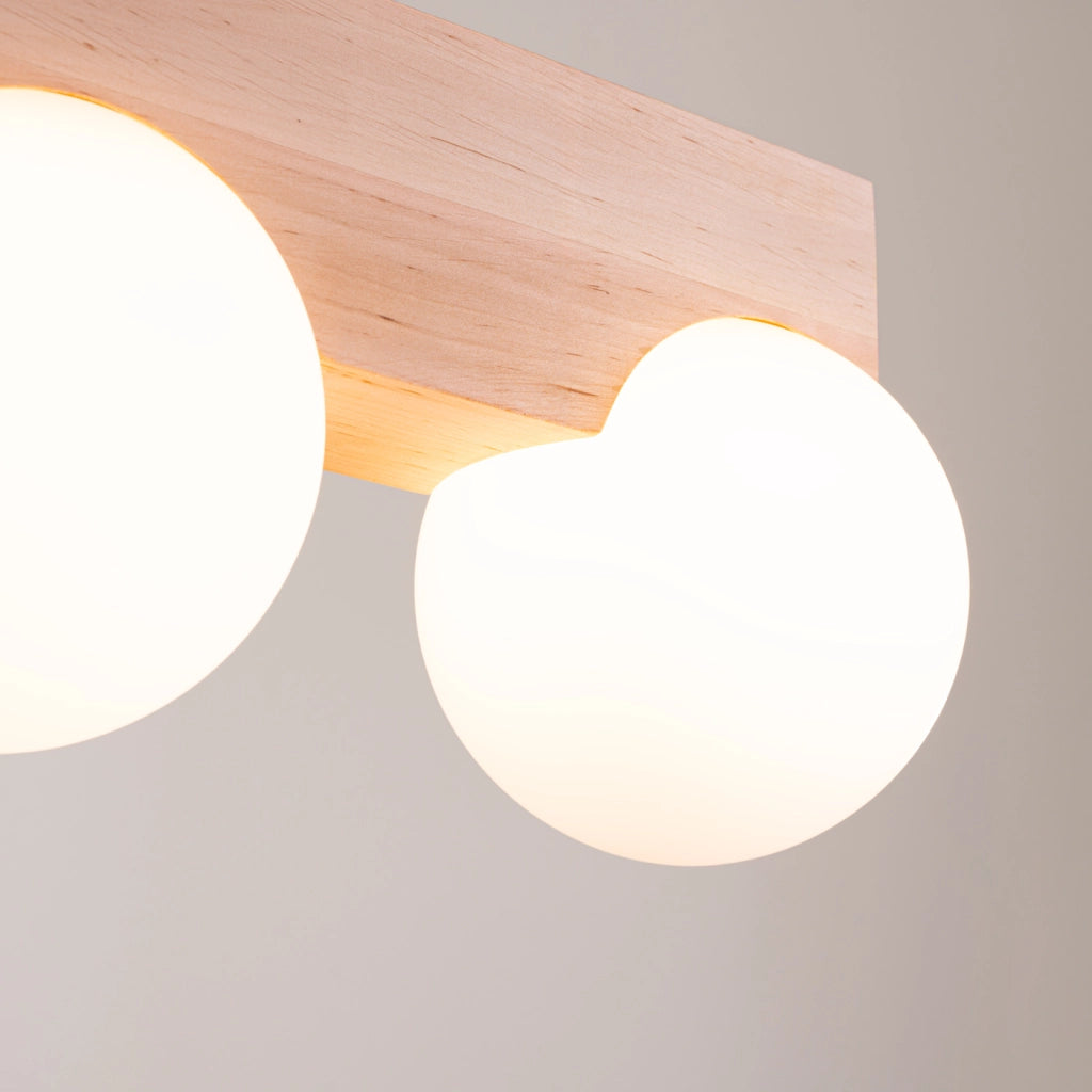 Lampada a sospensione moderna BULBO Peach Puff a 2 luci in legno e vetro IP20