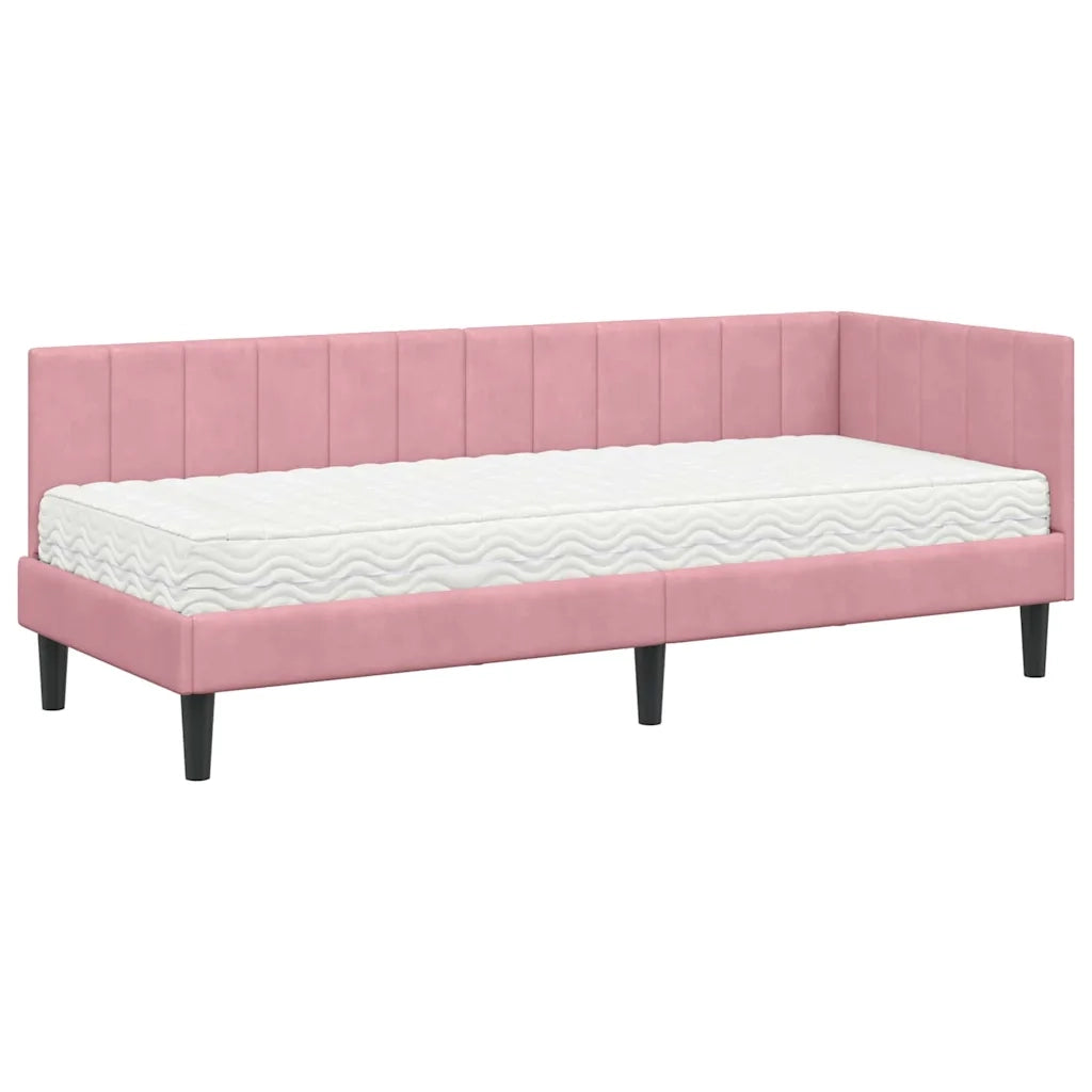 Struttura Letto Angolare con Materasso 2 pcs Grigio Velluto