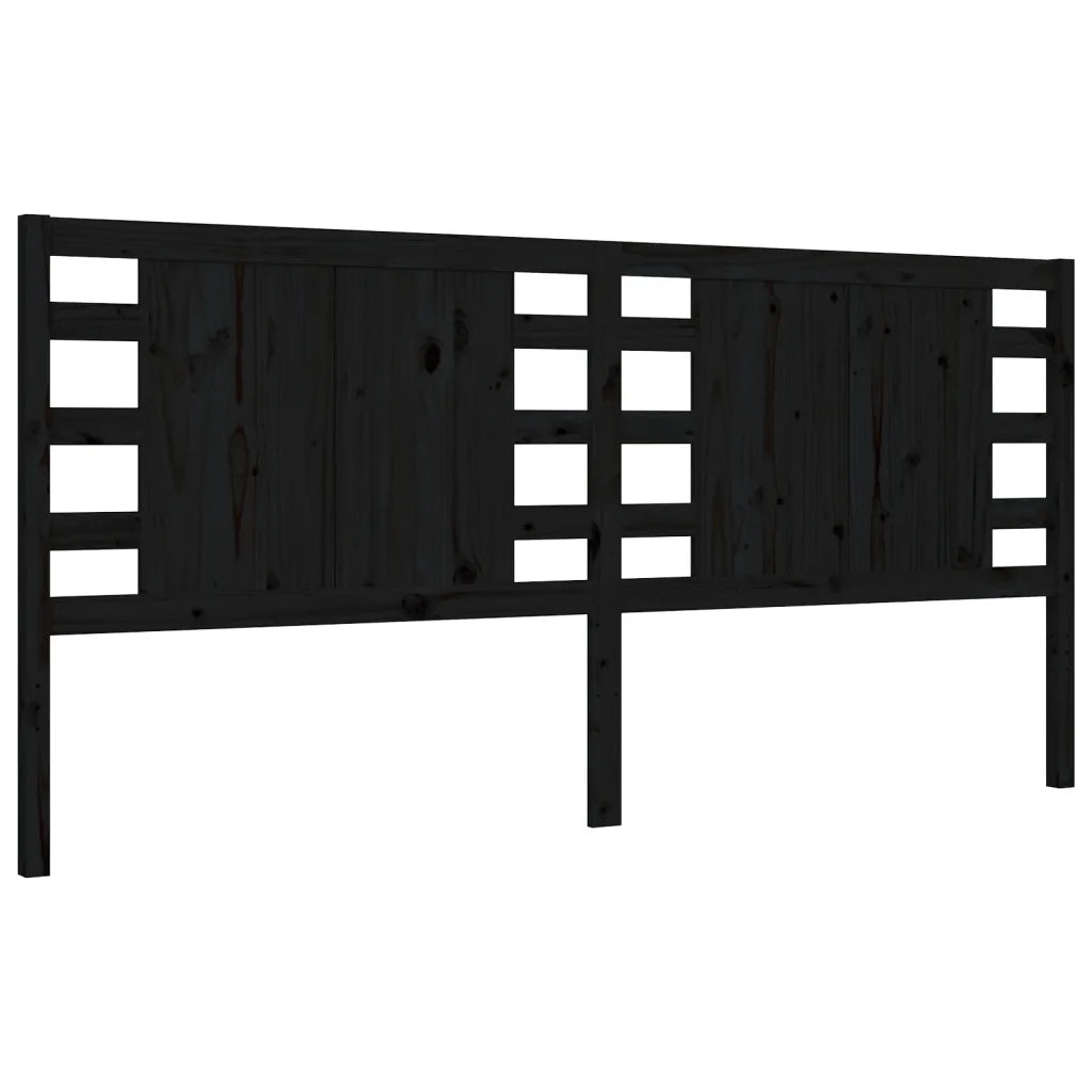Giroletto con Testiera Nero 200x200 cm in Legno Massello