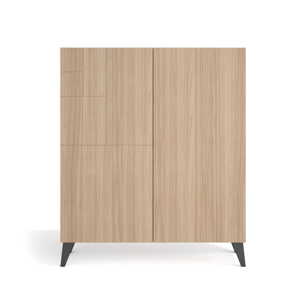 Scarpiera Herdasa effetto noce chiaro gambe grafite 109x90x27