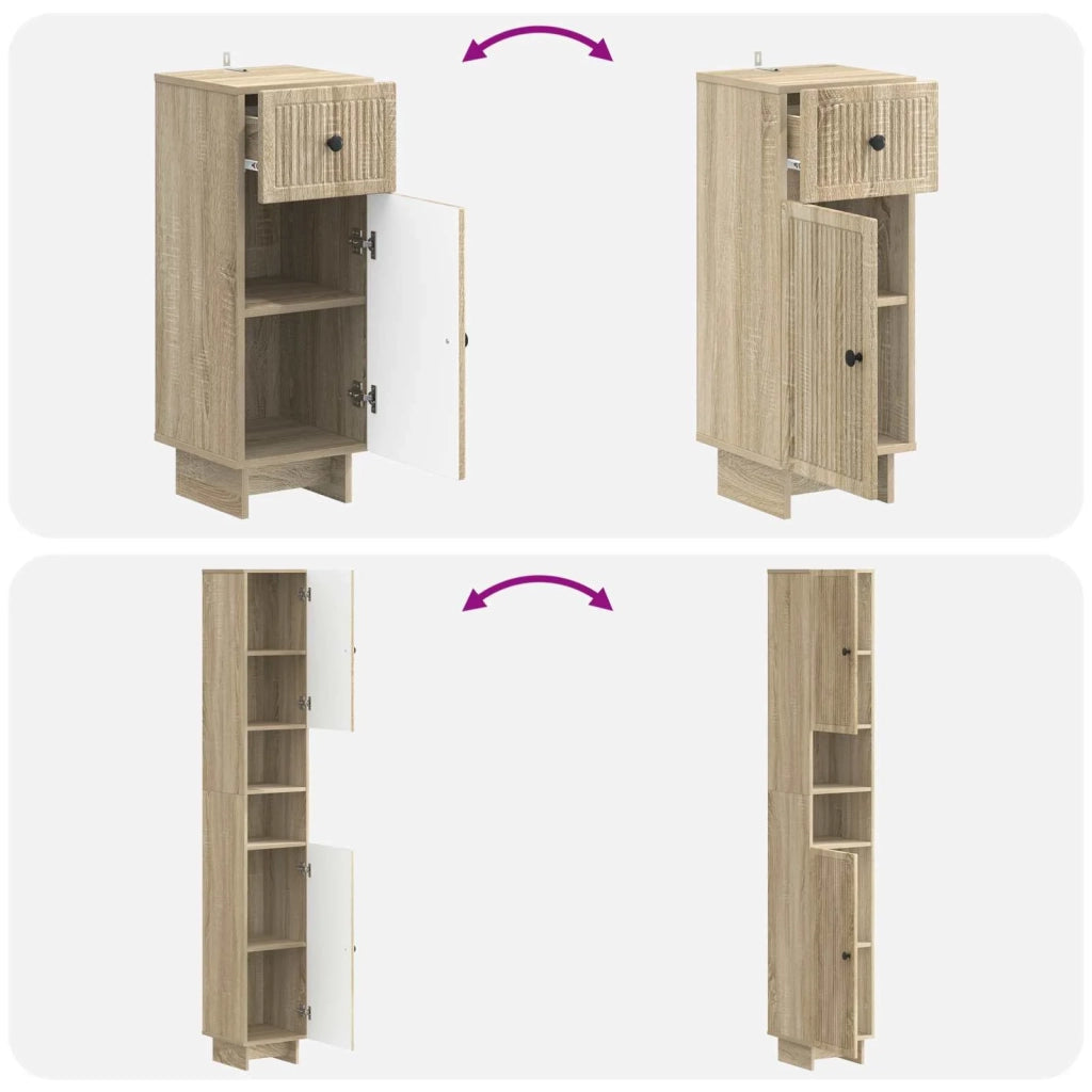 Set di armadietti da bagno in 3 pezzi EDE Legno ingegnerizzato 3417821