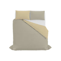Copripiumino Matrimoniale con Sacco e Federe in Tinta Unita Double Face Linea Vera Tortora e Panna