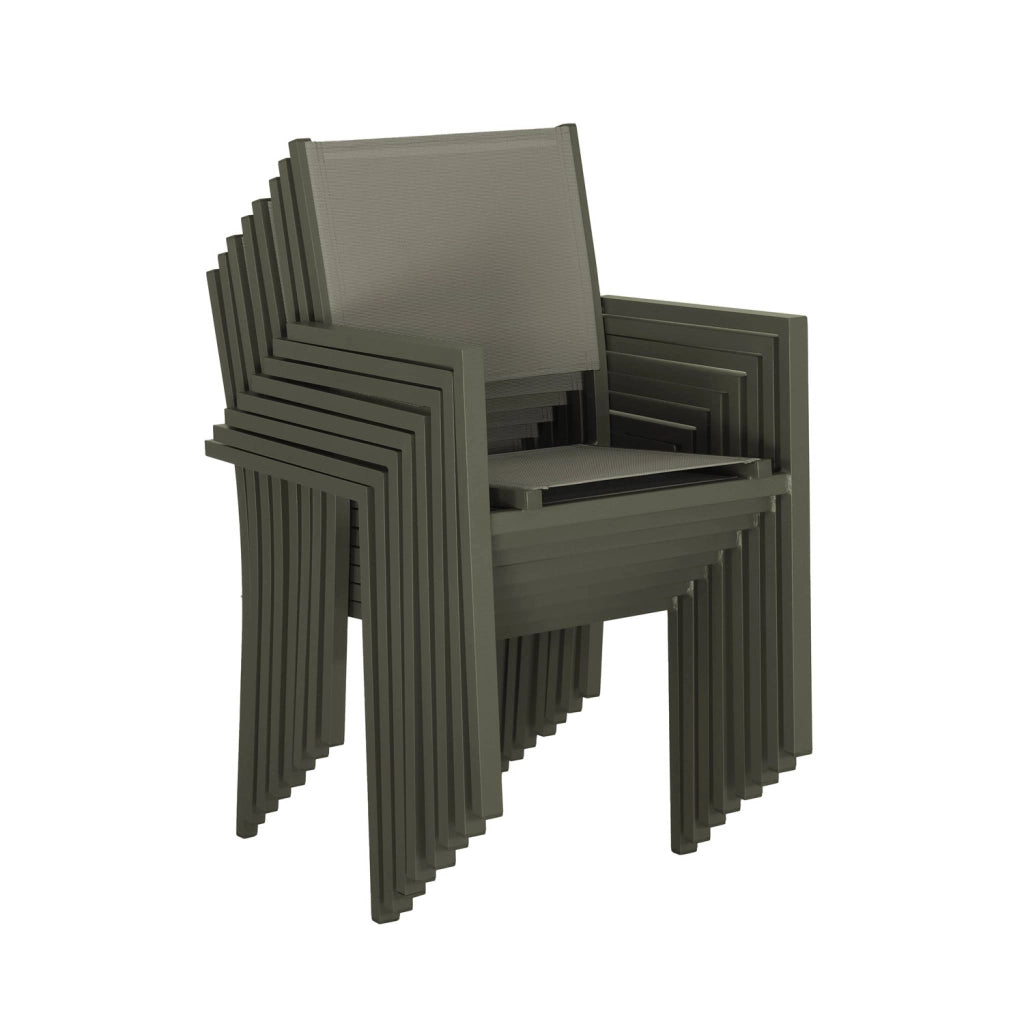 Set tavolo da giardino in alluminio con 8 sedie, verde kaki