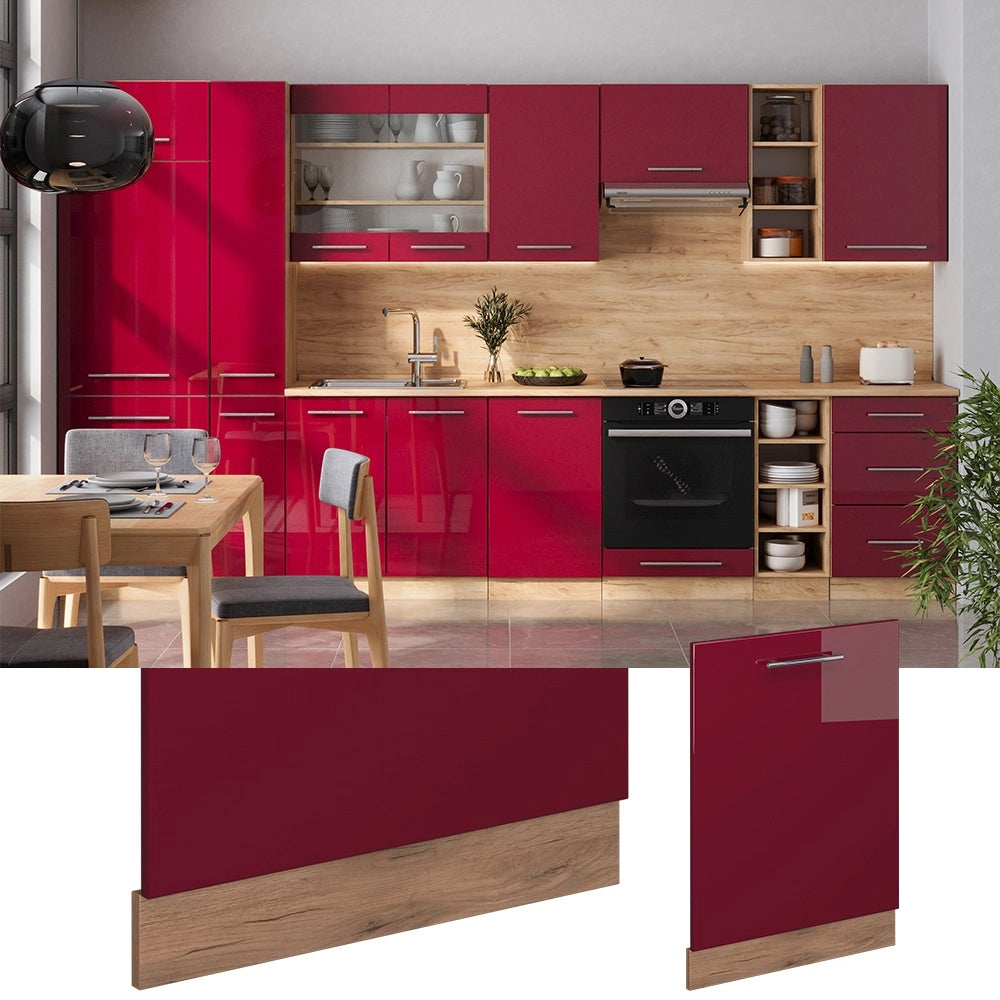 Pannello frontale della lavastoviglie Fame-Line Bordeaux lucido/Rovere dorato 60 cm, PL Rovere Vicco