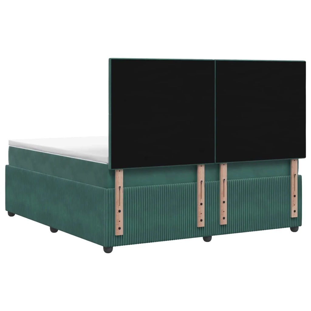 Letto Box Spring LED con Materasso Verde Scuro 200 x 200 cm 3456146