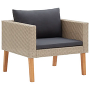 Divano da Giardino Singolo con Cuscini in Polyrattan Beige cod mxl 70660