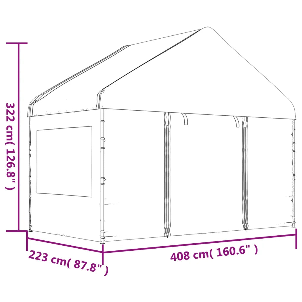 Gazebo con Tetto Bianco 11,15x4,08x3,22 m in Polietilene 3155489