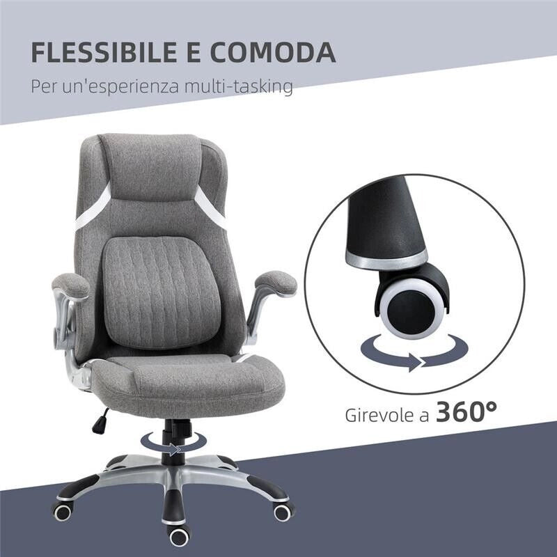 SEDIA DA UFFICIO RECLINABILE IN TESSUTO CON ALTEZZA REGOLABILE, 68X76X109-117 CM