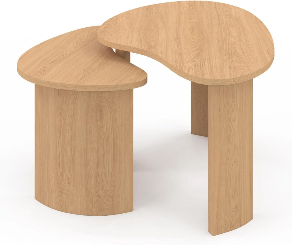 Set di 2 tavolini nidificanti COLINE 70/50 in legno effetto faggio