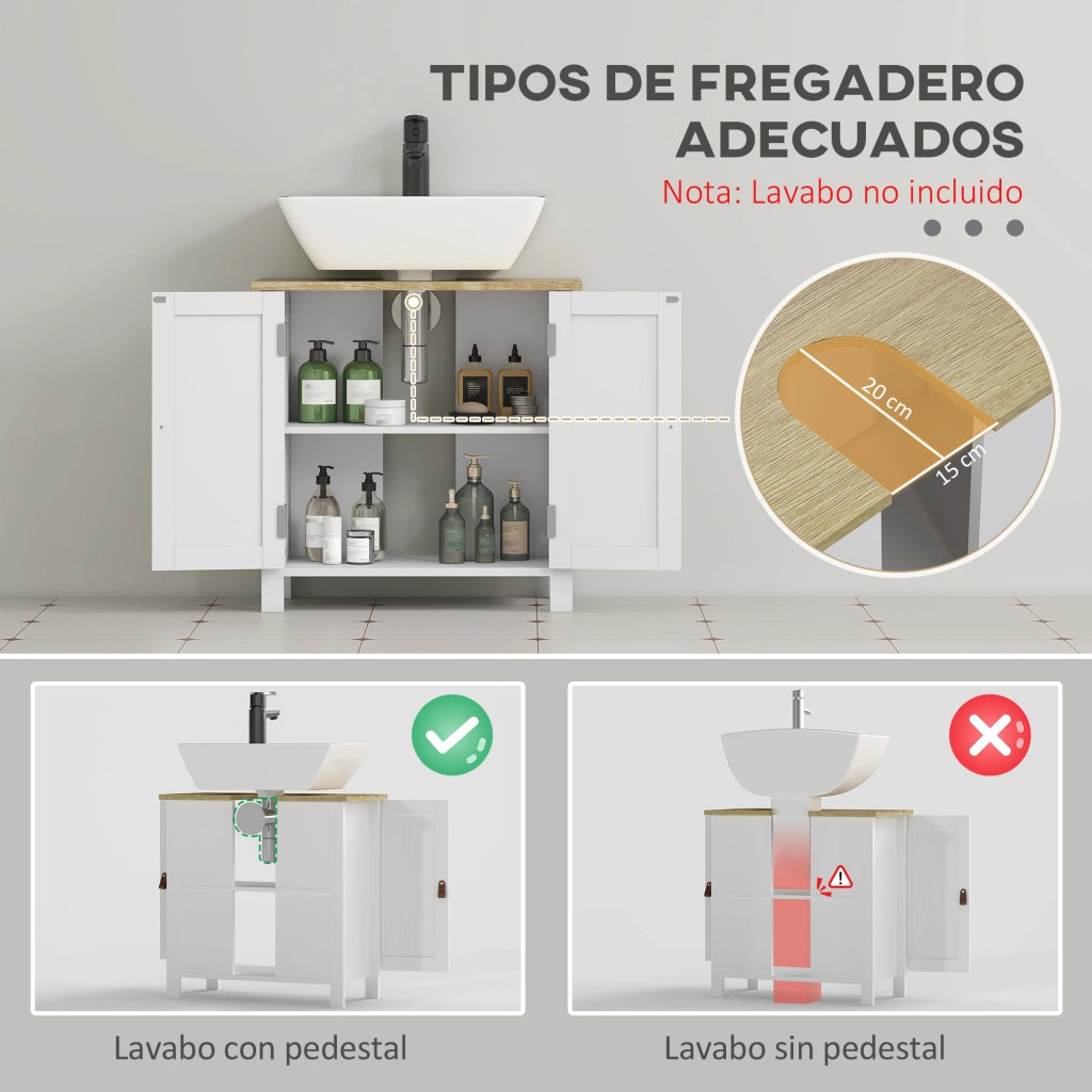 Mobile Bagno Sottolavabo con Ripiano ¨C Zephmum ¨C Bianco 60x30x60 cm