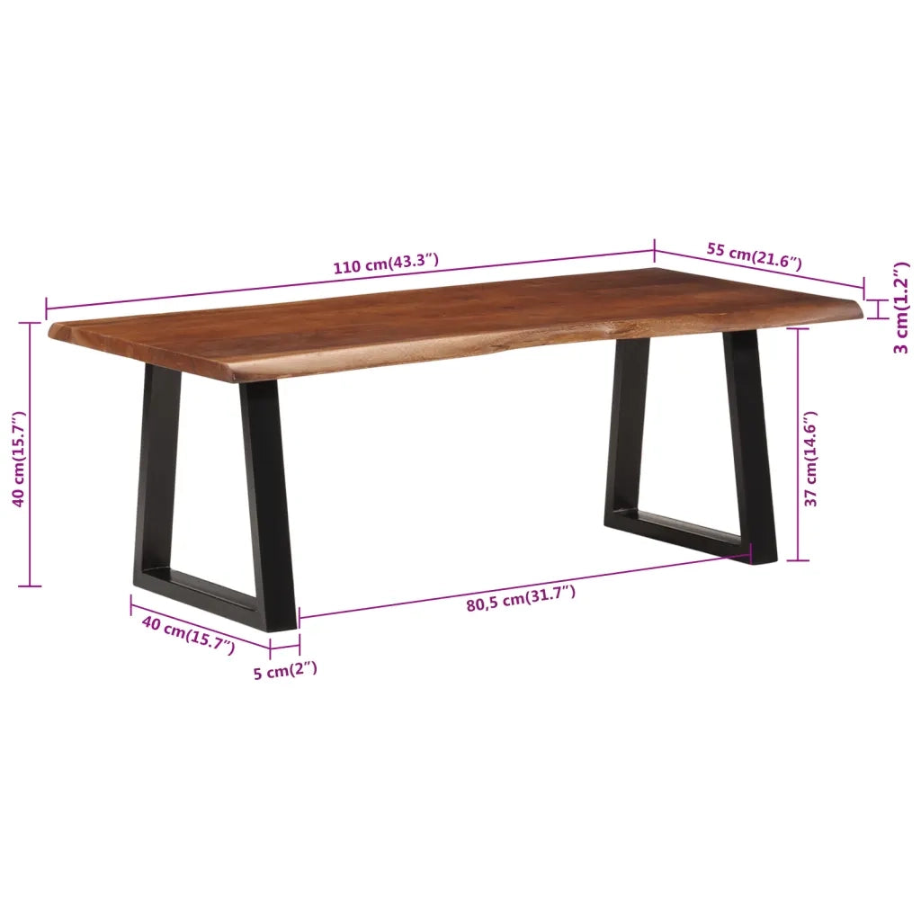 Tavolino ambra 110x55x40 cm in Legno Massello di Acacia
