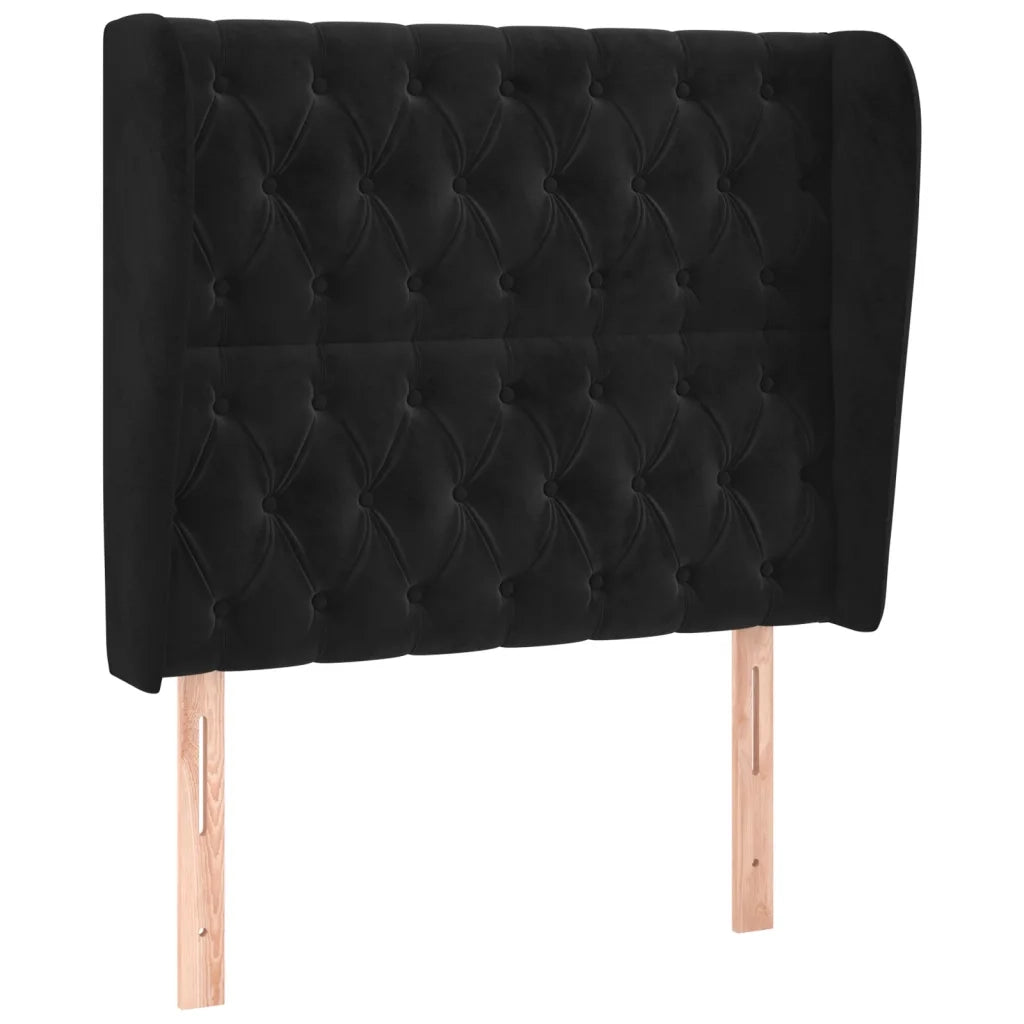 Testiera ad Orecchio-Testata con Orecchie Nera 103x23x118/128 cm in Velluto 841073