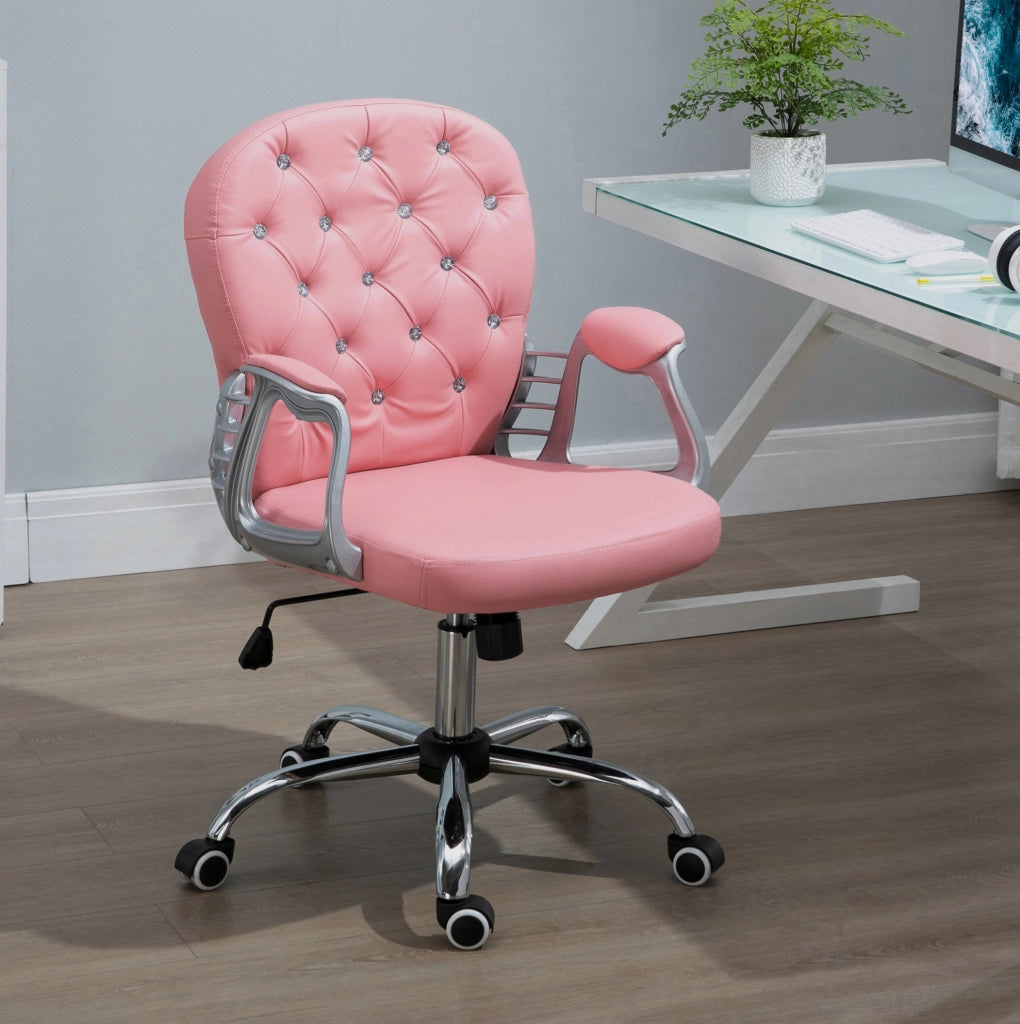 Sedia da ufficio ergonomica rosa in Bonded Leather