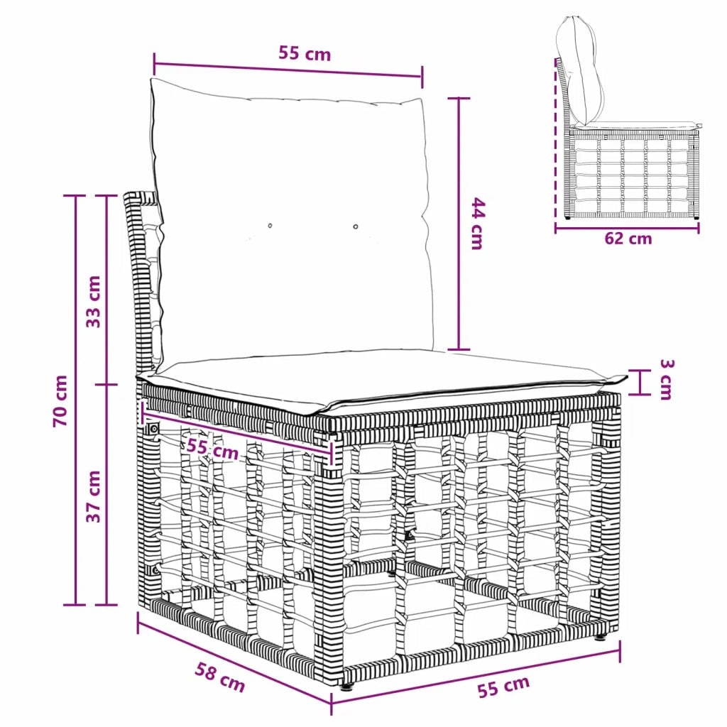 Modulo Divano da Esterno Senza Braccioli Naturale polyrattan 42026732