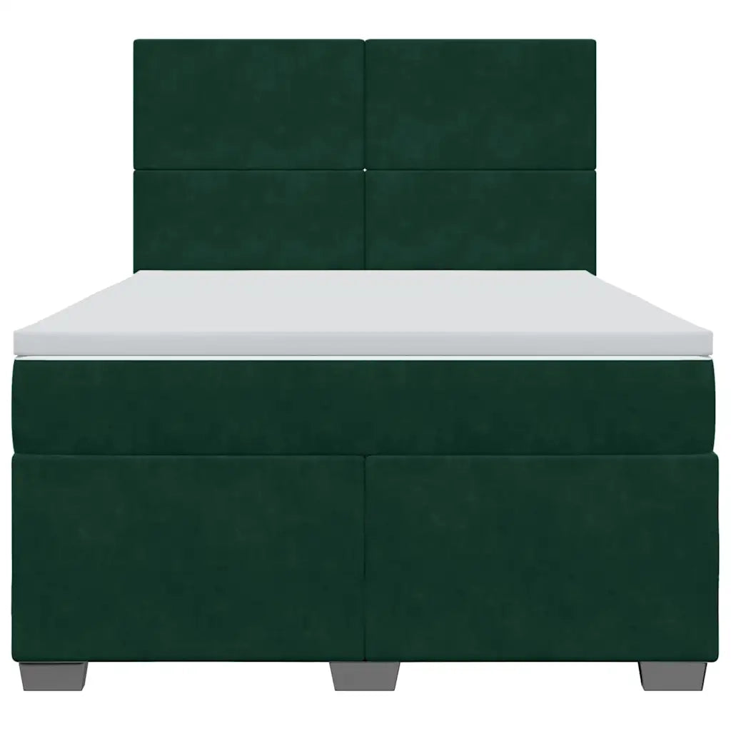 Giroletto a Molle con Materasso Verde Scuro 140x190 cm Velluto 3293203