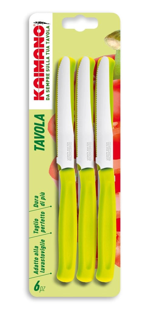 Set 6 Coltelli da Tavola Dinamik Lama Seghettata Verde Acido