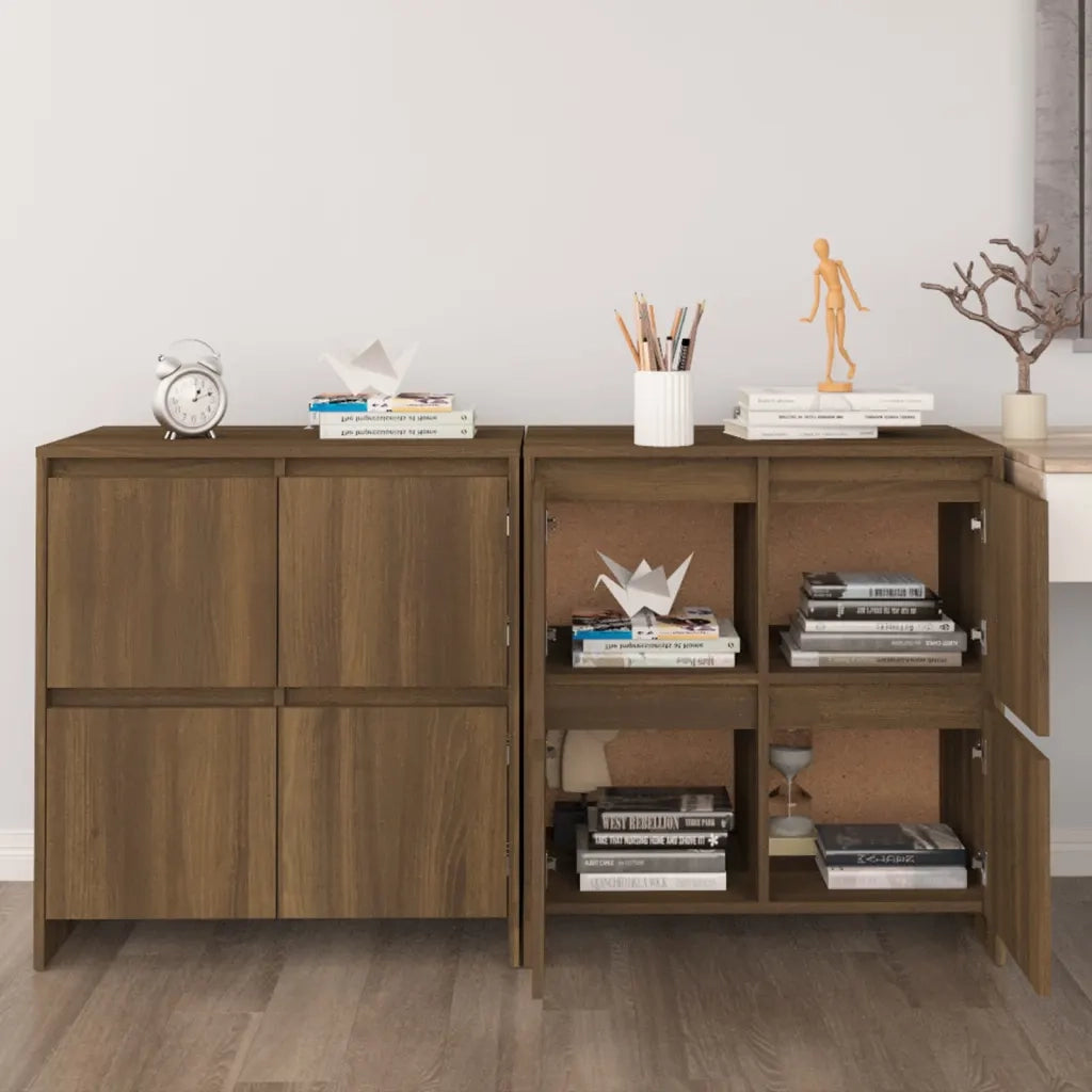 Credenze 2 pz Rovere Marrone 70x41x75 cm in Legno Multistrato 3098096