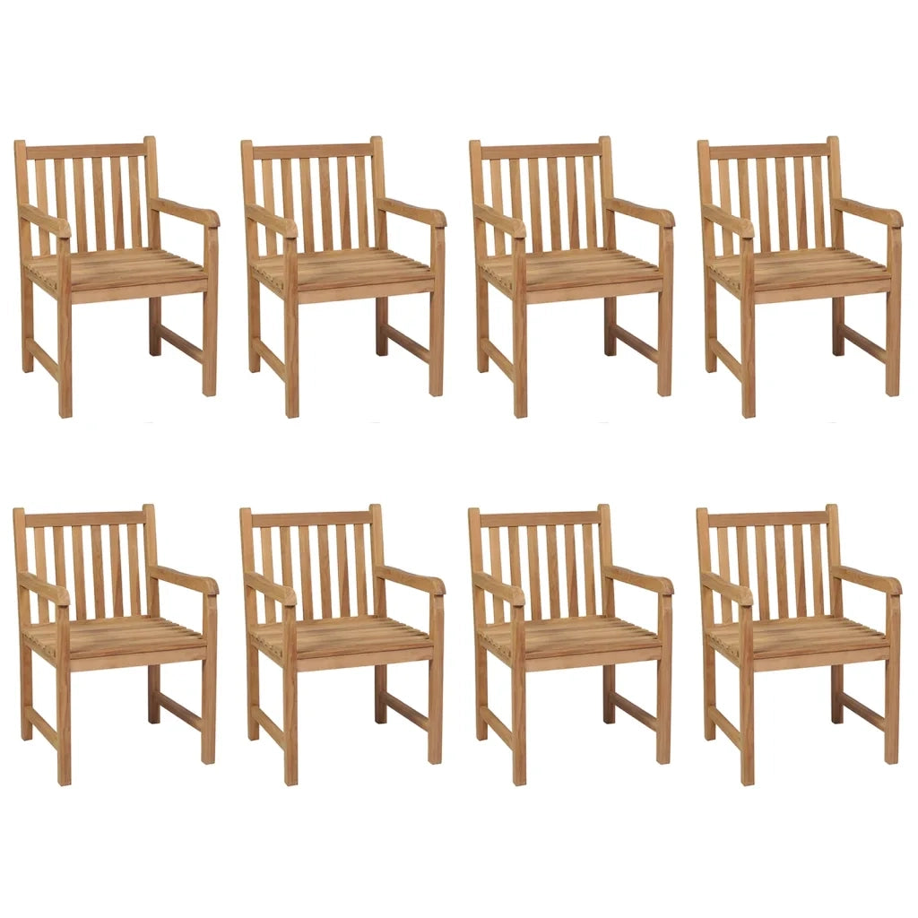 Sedie da Giardino 8 pz con Cuscini Verdi in Massello di Teak 3073078