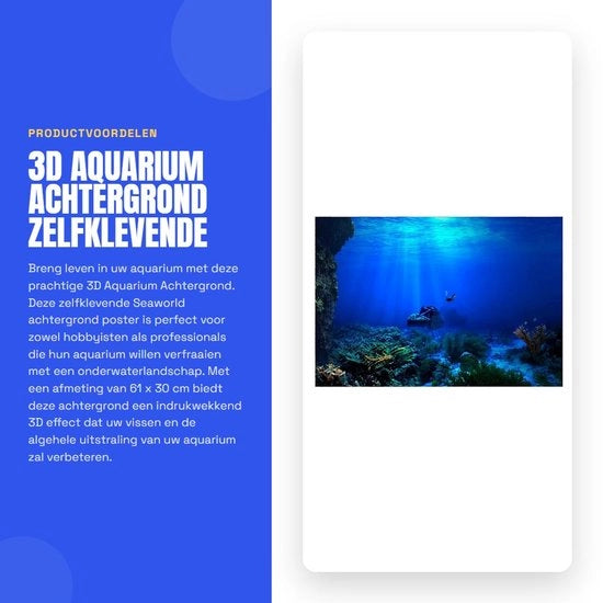 Decorazione per Acquario 3D Effetto - Poster Autoadesivo - Decorazione per Acquario - Materiale PVC - Dimensione Opzionale 61x30cm - Decorazione per Acquario