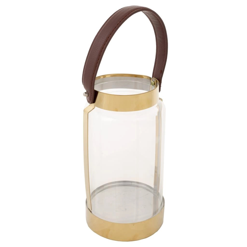 Lanterna in acciaio inox e vetro oro 12,5x12,5x23h