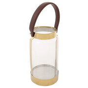 Lanterna in acciaio inox e vetro oro 12,5x12,5x23h