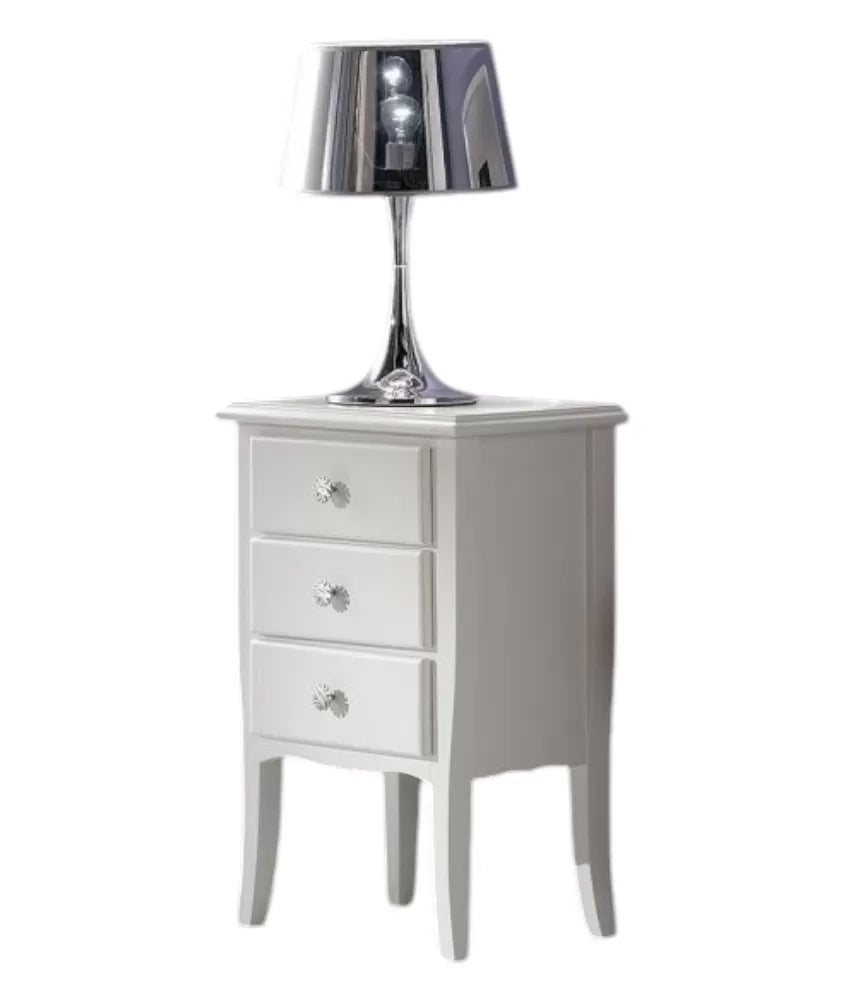 Comodino 3 cassetti shabby legno massiccio bianco 45x34x71 (3022) - Mobili 2G