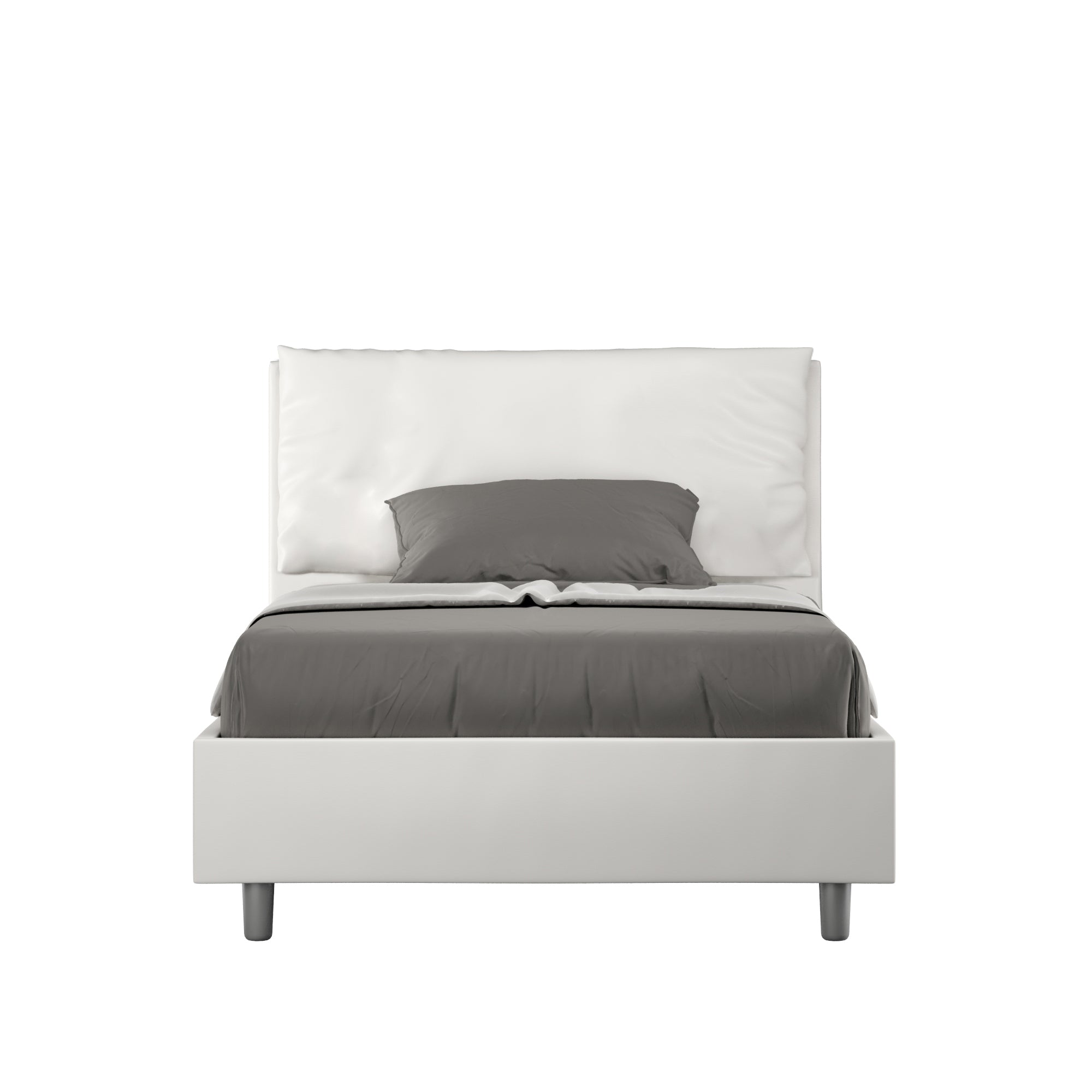 Letto 1 Piazza E Mezzo 120x190 cm con Rete Imbottito in Similpelle Antea Large Bianco