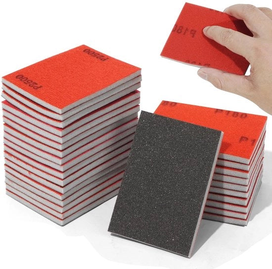 Set di Spugne per Scuoiare 28 Pezzi - Carta di Scuoiare Naturale/Secca - 180-3000 Grana - Per Legno/Metallo/Modellismo - Lisciatura - Utilizzo Versatile