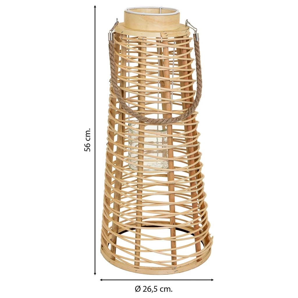 Lanterna portacandela in rattan marrone d26,5x56h