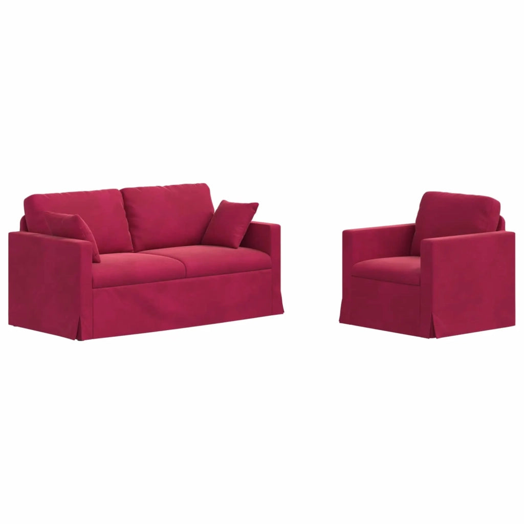Set di divani 2 pcs Rosso Vino 158 x 78 x 80 cm Velluto 3407556